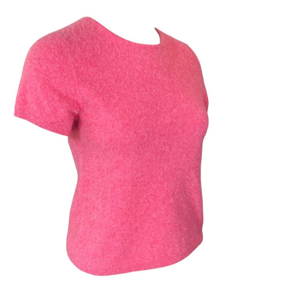 Lands’ End Pink Short Sleeve Cashmere Sweater Tee Sz M(8/10) #138P - Picture 3 of 11